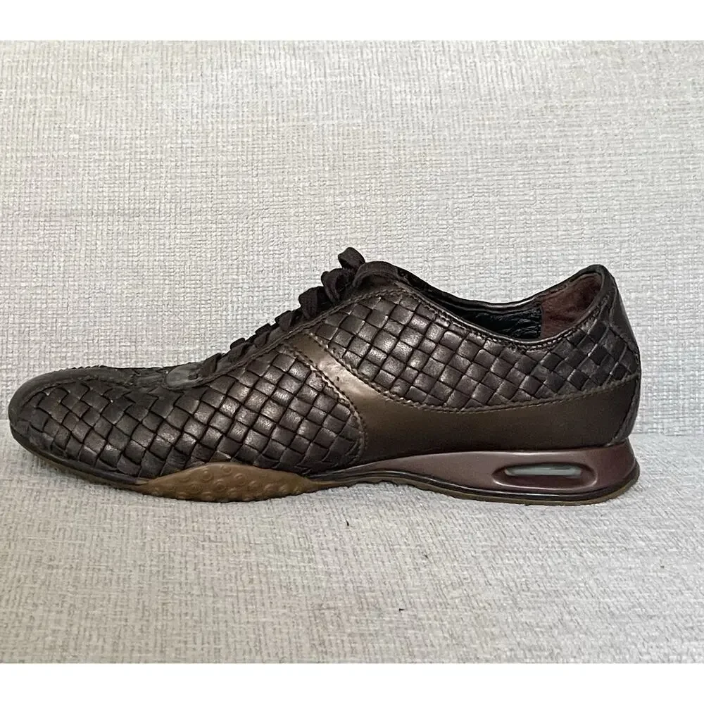 Cole Haan Sadie Woven Leather Sneakers Shoes Brown Bronze Womens Sz 7